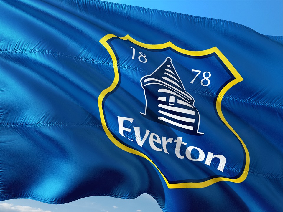Drapeau portant le logo du club de foot Everton